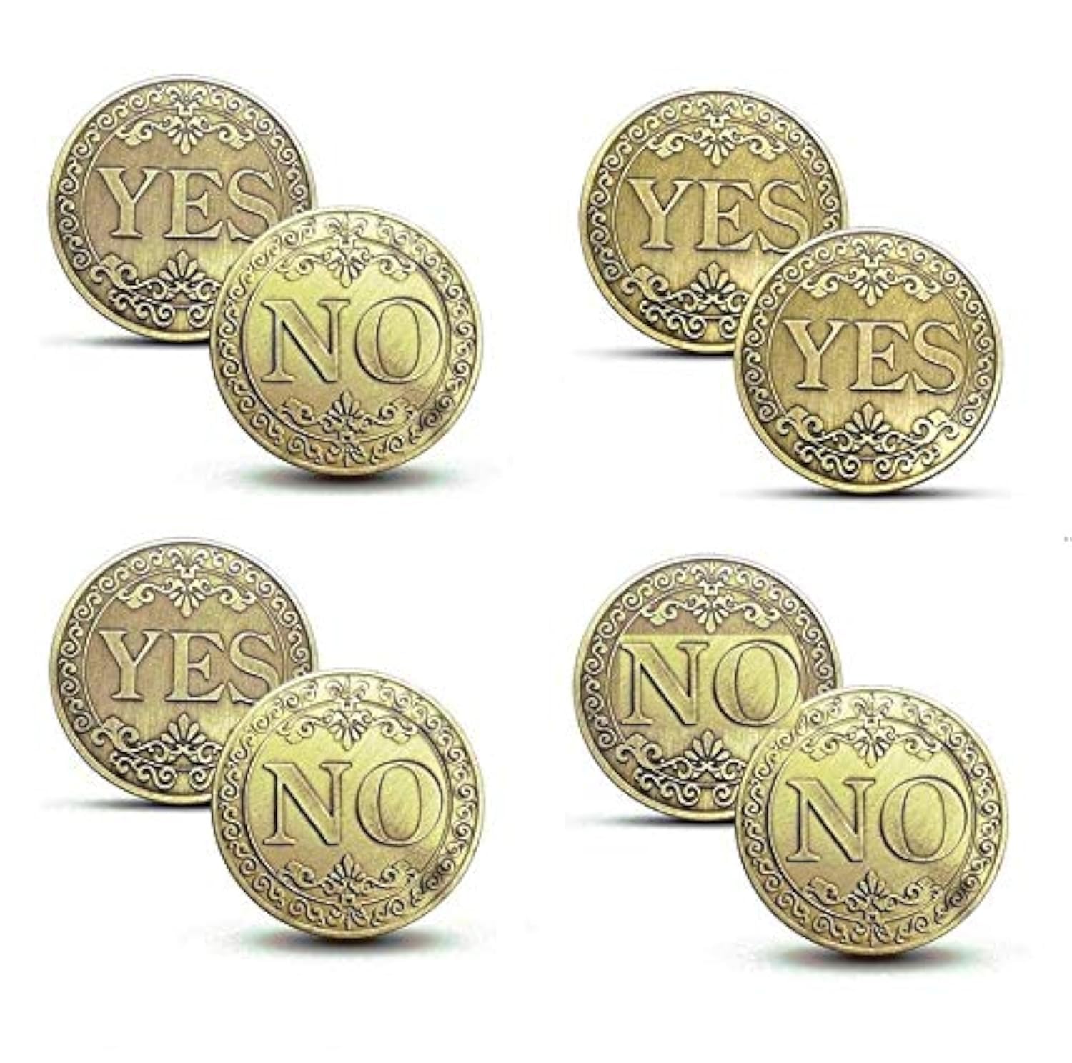 Never Lose! NLR (4 PCS) Yes No Coins Flipping Challenge Coin, Souvenir Commemorative Coins Collection, Double-Yes/Double-No/Normal YES or NO