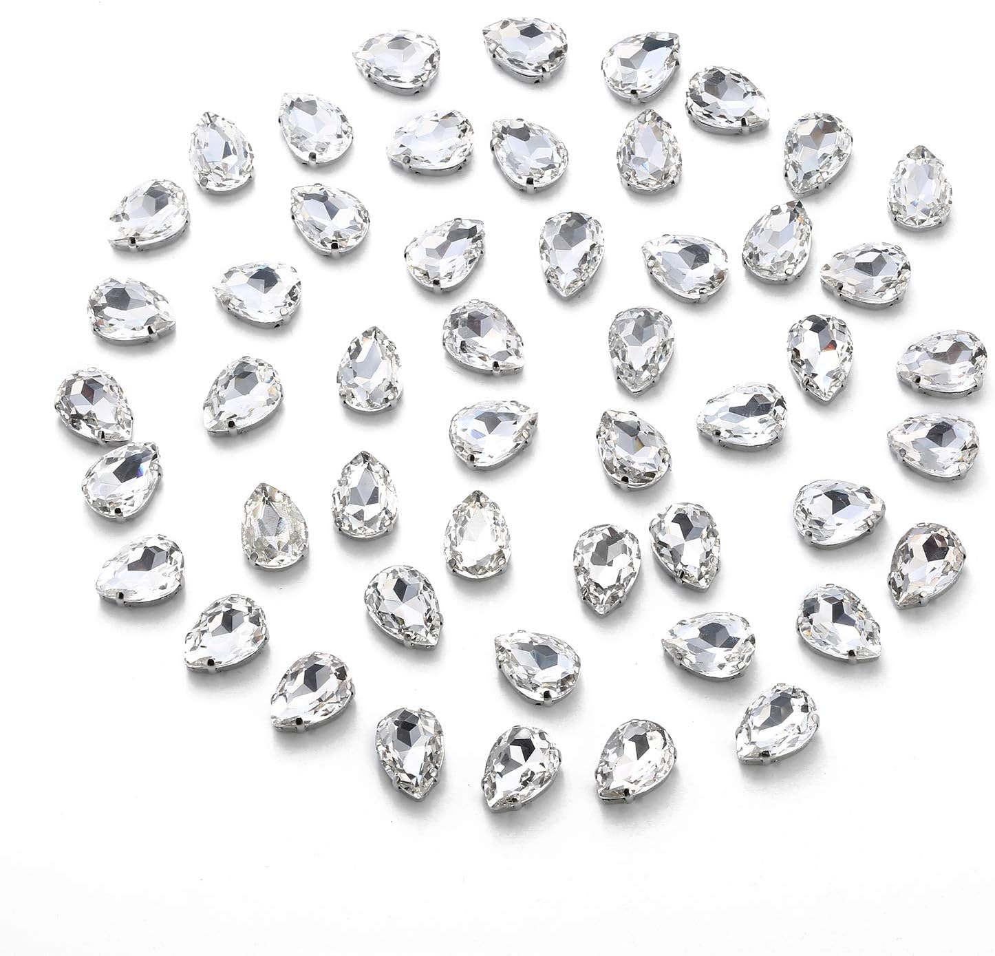 10x14 Clear Teardrop Sew on Rhinestone by Choupee 48 PCS