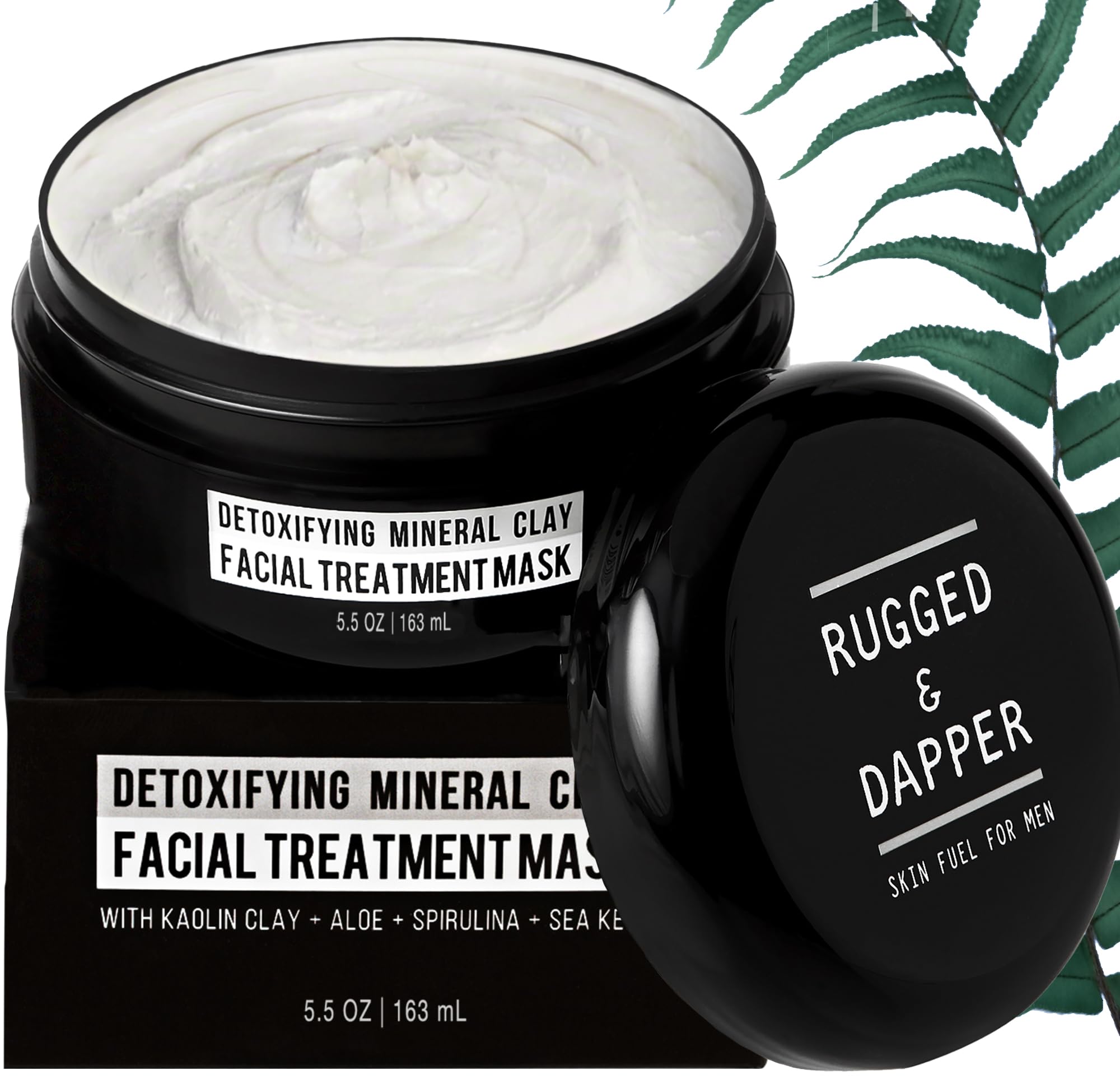 RUGGED & DAPPER Detoxifying Mineral Clay Facial Treatment Mask For Men- 5 OZ - Combats Acne, Blackheads, Excess Oil & The Effects Of Aging - Natural & Certified Organic Ingredients