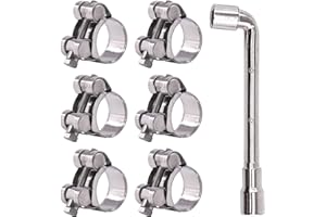 Glarks 6Pcs 23-25mm T-Bolt Hose Clamps 304 Stainless Steel Heavy Duty Ear Clamp Tube Clamp Adjustable Pipe Clamps for 0.9''-1