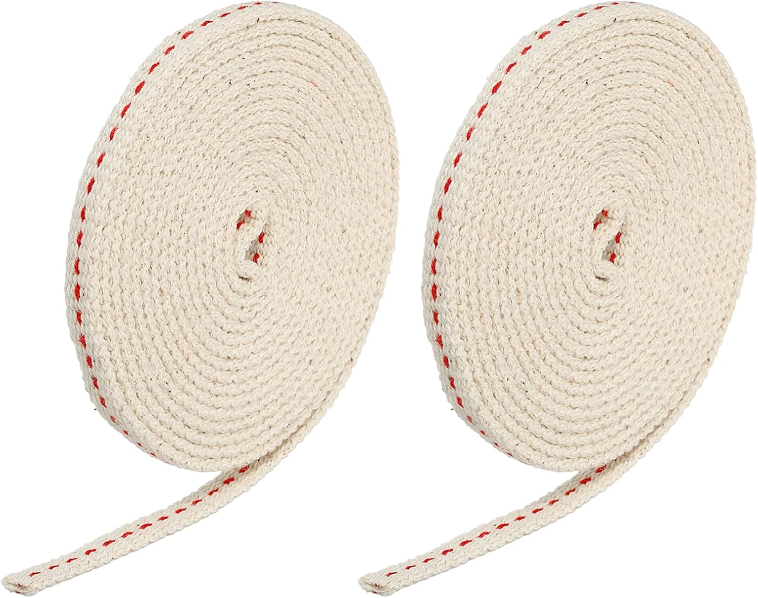 Oil Lamps & Accessories - MECCANIXITY Oil Lamp Wick 0.24 Inch Flat Wide 6.5 Foot Cotton Lanterns Wick with Red Stitch for Kerosene Burner Lighting, 2 Roll