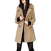 Tanming Women's Warm Double Breasted Wool Pea Coat Trench Coat Jacket with Hood