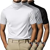 August Alley 3 Pack Men's Turtleneck T Shirts, Short Sleeve Mock Neck Casual Undershirt Summer Slim Fit Basic Pullover Tops