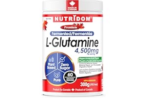 Nutridom L-Glutamine Powder 4,500 mg, Fermented, Plant Based, Unflavoured, Vegan Amino Acid Supplement for Gut Health & Immun