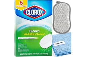 ZIVIGO Toilet Tablets for Toilet, Automatic Toilet Bowl Cleaner Tabs, With Bleach 3.5 oz,- BUNDLE With 1 Zvigo-Microfiber Cleaning Cloth, Dual Sided Scrubing Sponge, Duvilo