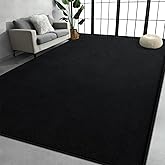 Large Area Rugs for Living Room Bedroom, 7x10 Feet Black Rug, Minimalist Modern Shag Rug, Soft Thick Comfy Memory Foam Indoor Carpet, Non-Slip Washable Rug for Boys Girls Dorm Nursery Room Home Decor