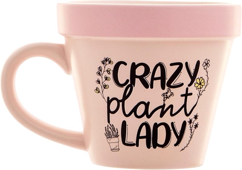 Boxer Gifts Crazy Plant Lady Plant Pot Mug Pink - Funny Gardening Gift