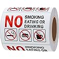 Hybsk 3x2 Inch No Smoking Eating Or Drinking with Symbols OSHA Vinyl Label Decal Sticker