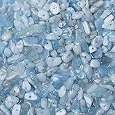 LAIDANLA Aquamarine 400pcs Natural Chip Stone Beads 5-8mm Healing Crystal Irregular Gemstones Drilled DIY Loose Rocks Bead Crystal for Bracelet Earrings Necklace Jewelry Making Crafting