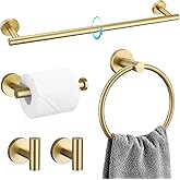 TQKAG 5 Piece Bathroom Accessories Set Brushed Gold Bathroom Hardware Set 23.6 Inch Bath Towel Bar Set SUS304 Stainless Steel Towel Rack Set