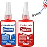 1DFAUL Thread Lock, 50ml x2 Locktight Threadlock Medium and High Strength Lock, Threadlocker Lock & Seal Nuts, Bolts, Stable 