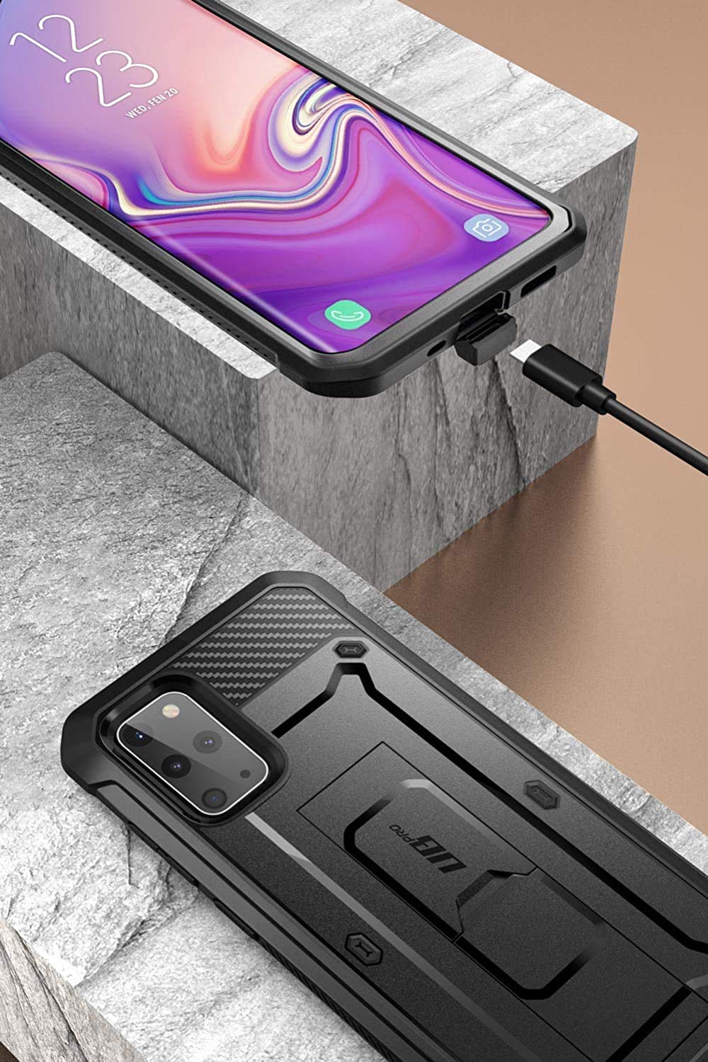 SupCase for Samsung Galaxy S20 Plus 5G Case with Satnd (Unicorn Beetle Pro), [Built-in Belt Clip] Heavy Duty Shockproof Protective Phone Case Without Screen Protector for Galaxy S20 Plus, Black