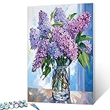 Tucocoo Paint by Number Blue Lilac in a Glass Vase
