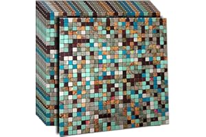 XUANINY Peel and Stick Backsplash Tiles for Kitchen, Bathroom,Fireplace,Self Adhesive Metal Aluminum Mosaic (11.81"x11.81") (10, Mixed Green&Blue&Maple Leaf)