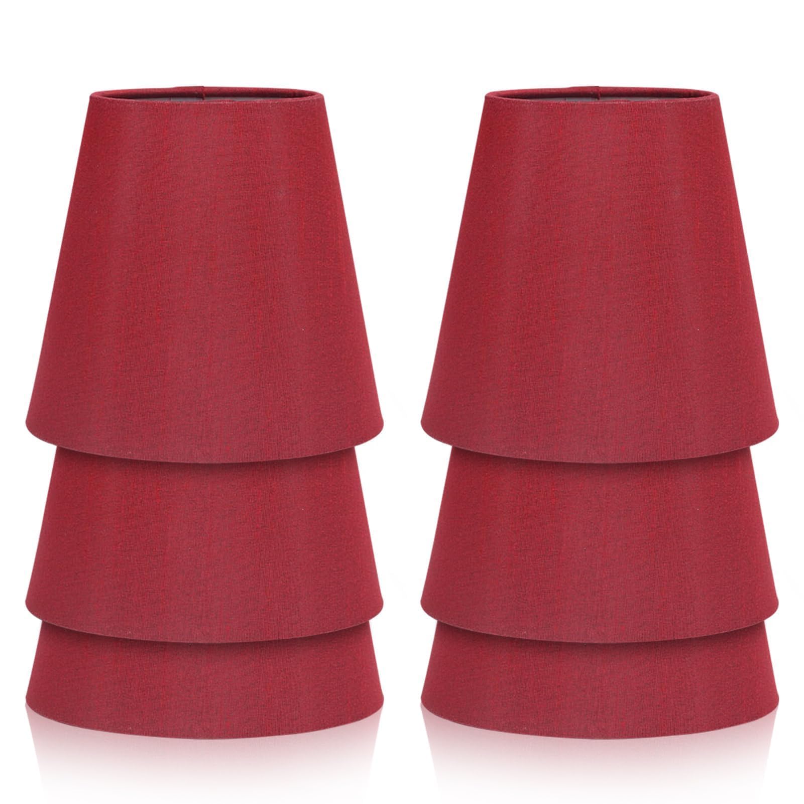 cyrank Fabric E14 Chandelier Lamp Shades, Set of 6 Clip on Lampshade Modern Lamp Shade Pendant Light Shade for Table Floor Wall Lamps(wine red)