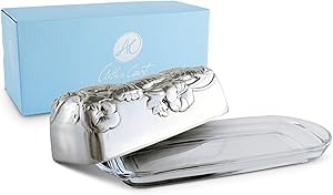 Arthur Court Designs Aluminum Butterfly Covered Butter Cream Cheese Dish with glass dish