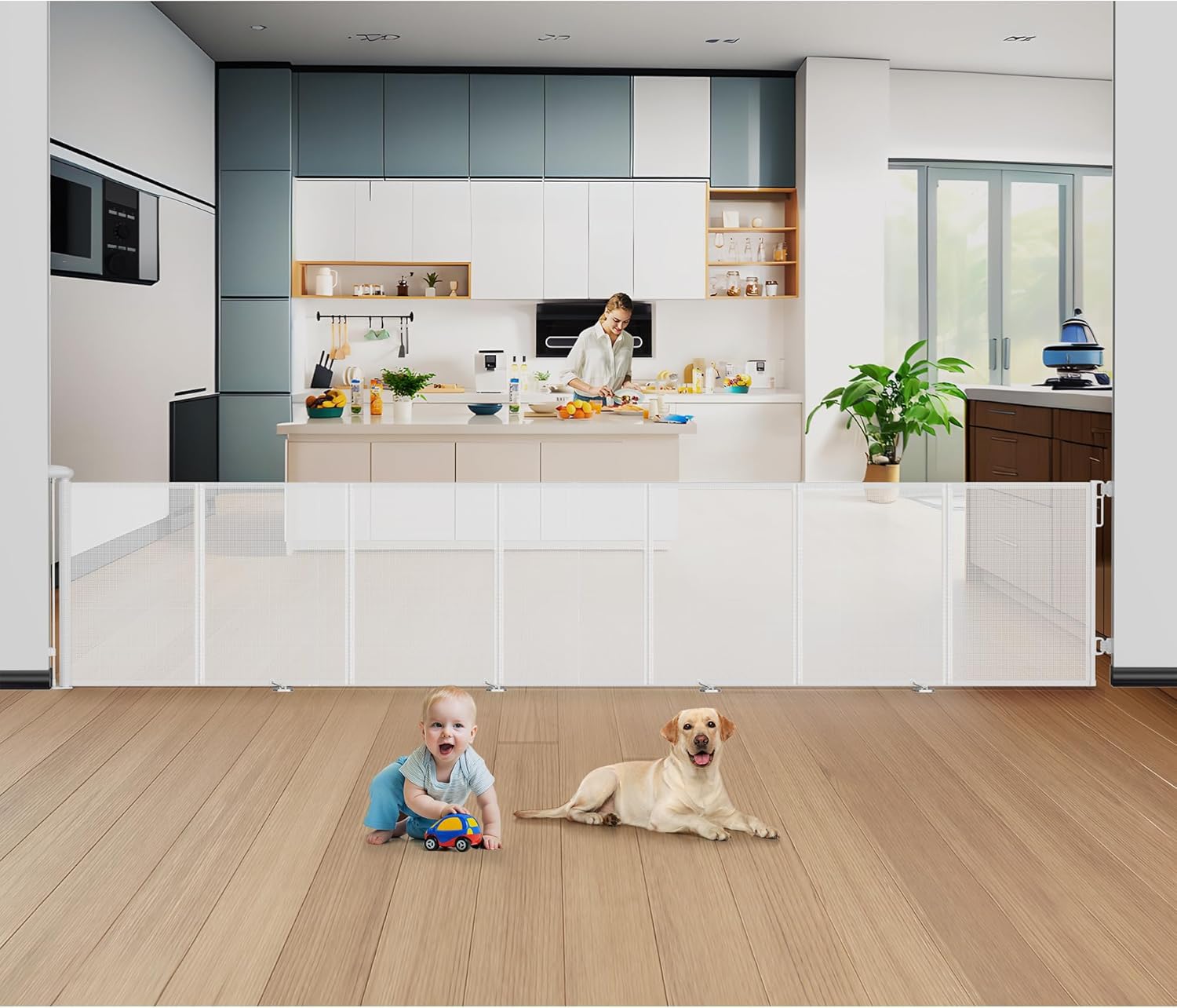 Photo 1 of **MISSING PARTS**
200 Inch Reinforced Retractable Baby Gates Extra Wide, Uamector Mesh Baby Gate or Dog Gate,Toddler Pet Retractable Gate Adjustable Length for Large Openings Stairs Doorways Hallway Indoor Outdoor