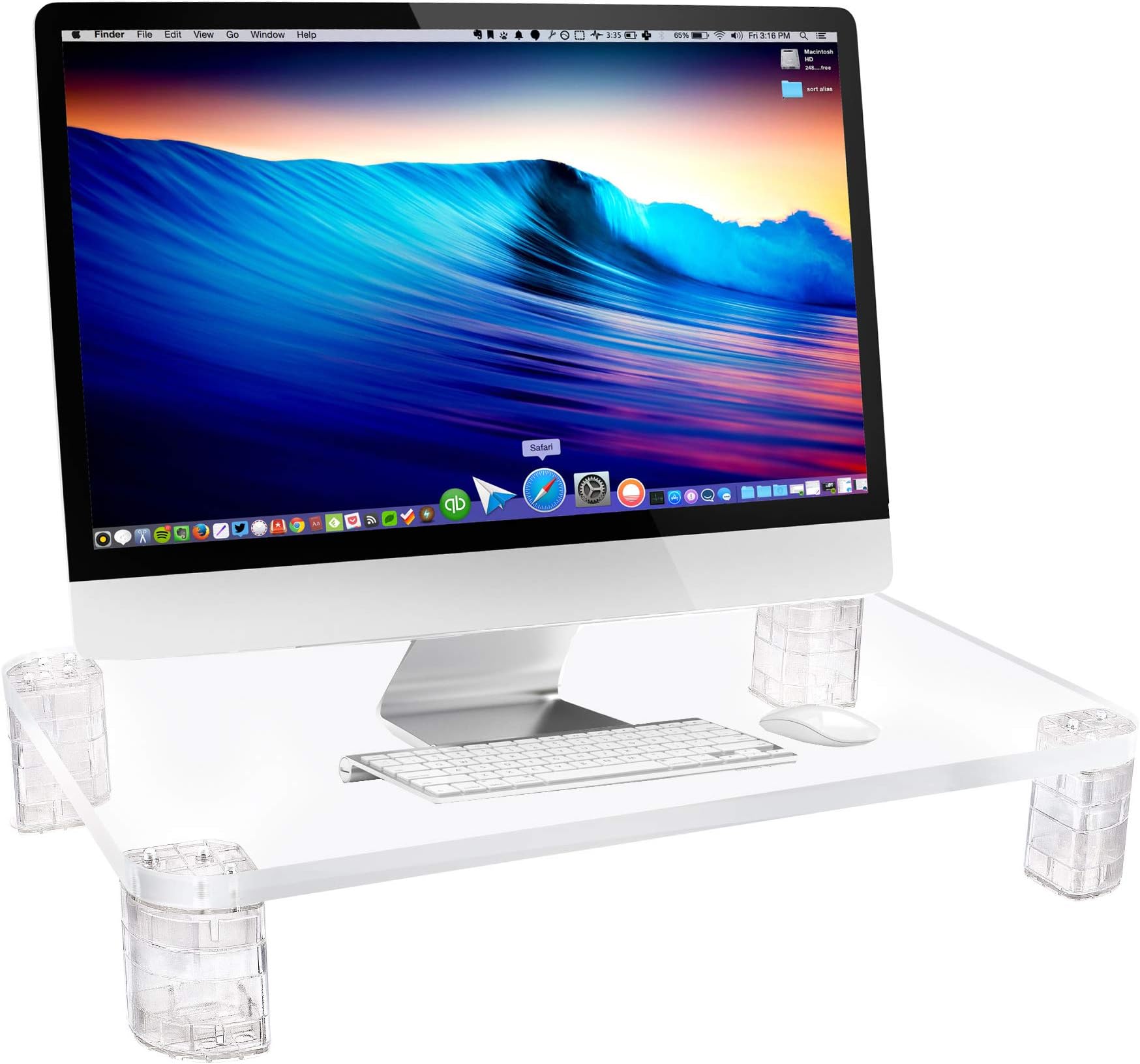 Halter Acrylic Monitor Stand/Monitor Riser - 52.7 W X 9.33 H X 10.05 D cm
