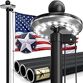 IIOPE 25FT Heavy Duty Flag Pole with Solar Light,Real 11 Gauge Aluminum, 2.4" Large Bottom Tube,In Ground Flagpole for Outside House,Residential & Commercial, Gift Box Packaging-120MPH Wind Tested