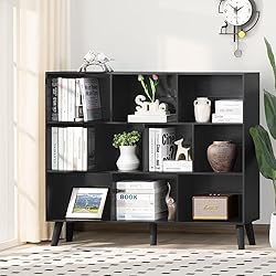 YAHARBO 10 Cube Large Bookshelf,3 Tier Bookcase