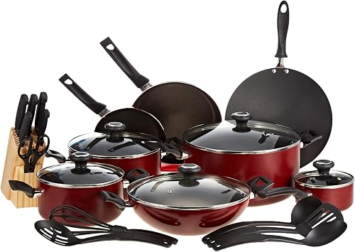 Prestige Non-Stick Cookware Set, Red 