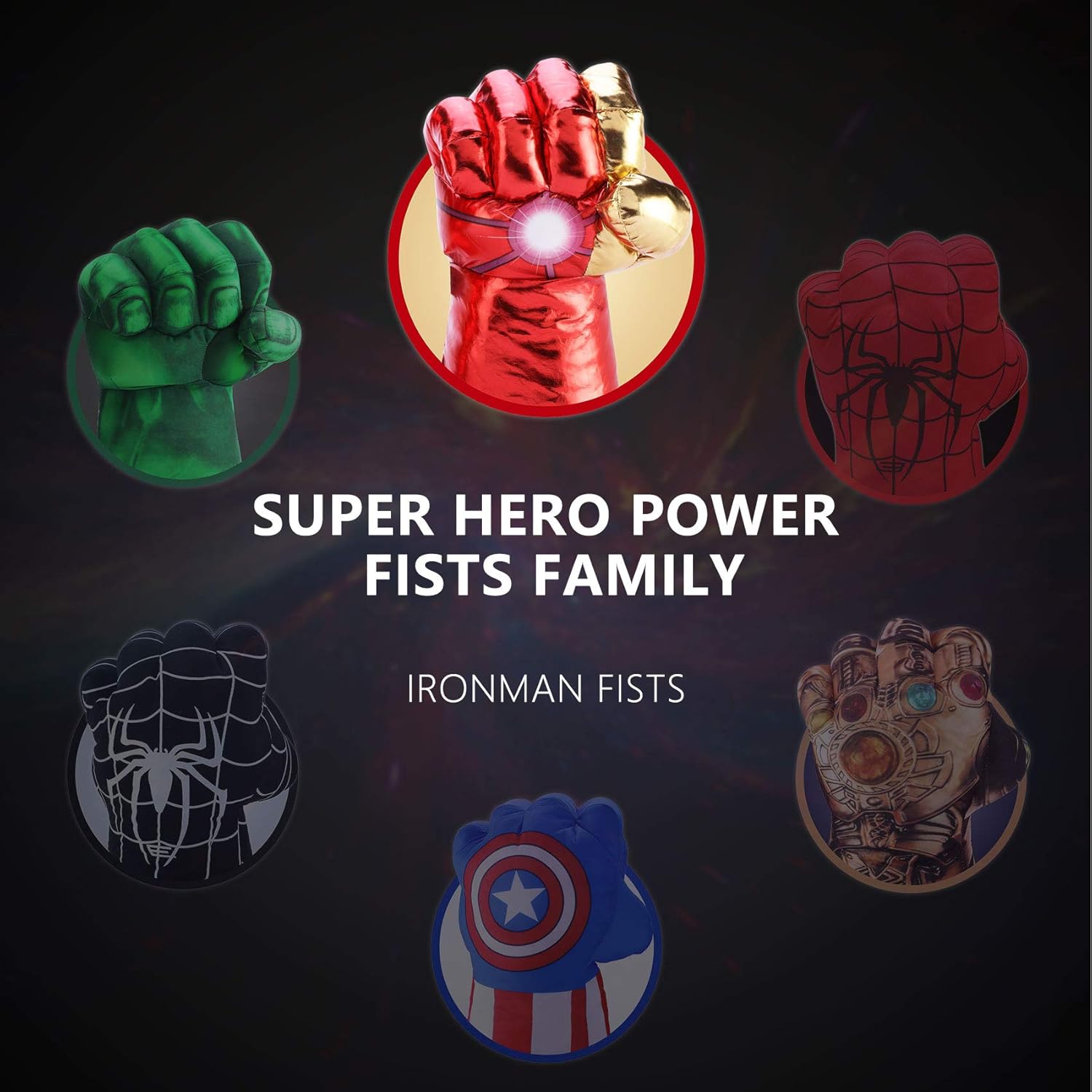 Toydaze Iron Man Hands Ironman Gloves for Kids, Iron Man Fists Soft Plush Stuffed Toys, Accessories to Iron Man Costume, Helmet, Mask, 1 Pair: Toys & Games