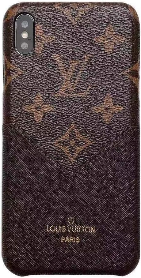 Leather Phone Case for iPhone X/XS, Advanced Fashion Elegant Luxury Designer Classic Vintage Style Card Holder for iPhone X/XS, Full Protection case for iPhone X/XS (Brown)