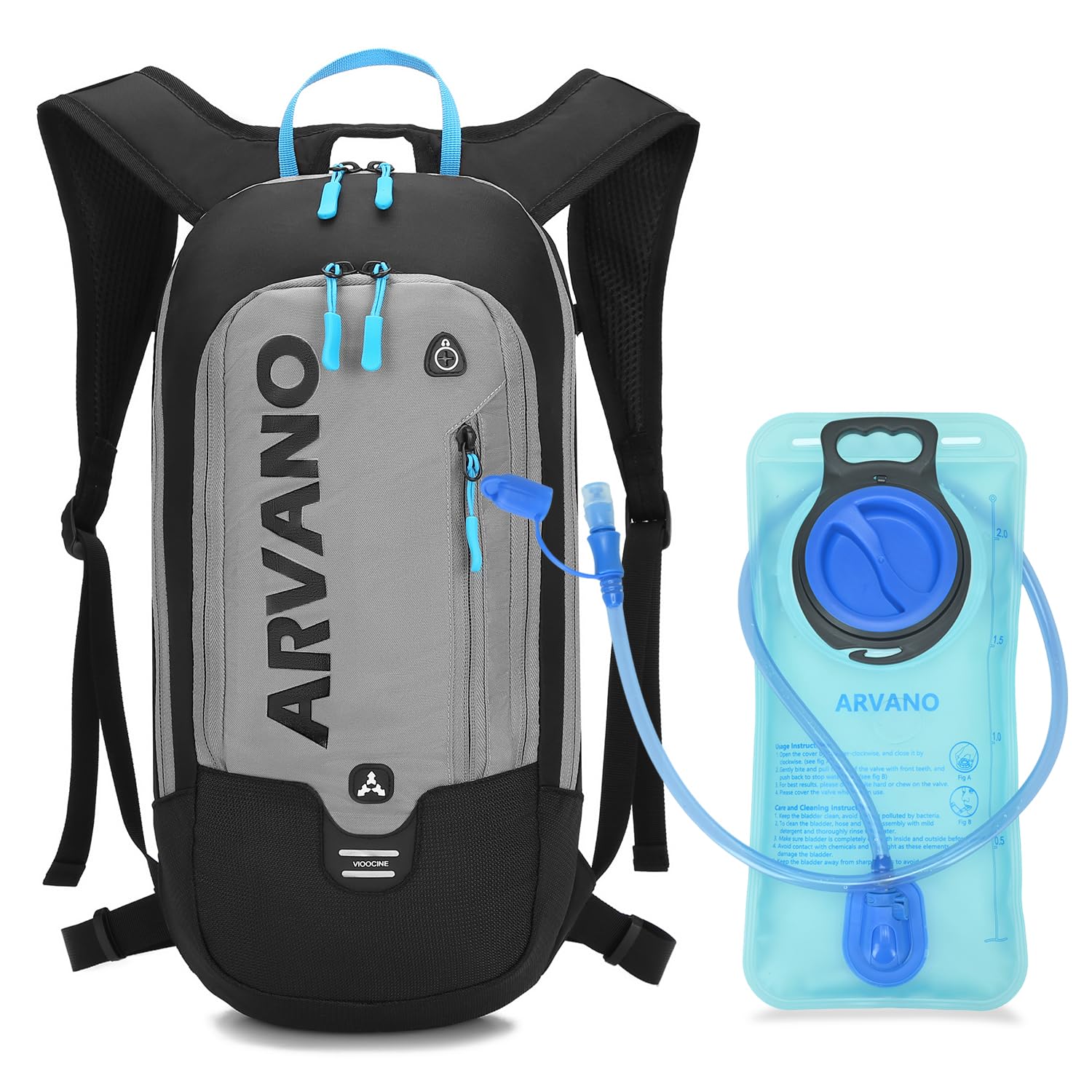 Arvano Hydration Backpack with 2L Water Bladder - Lightweight Breathable 6L Cycling Skiing Rucksack for Mountain Biking, Motorcycle, Running for Men & Women