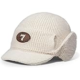 CLAPE Cozy Head Beanies with Brim, Small Billed Beanie for Cold Weather Mens Winter Warm Knit Hat with Ear Flaps