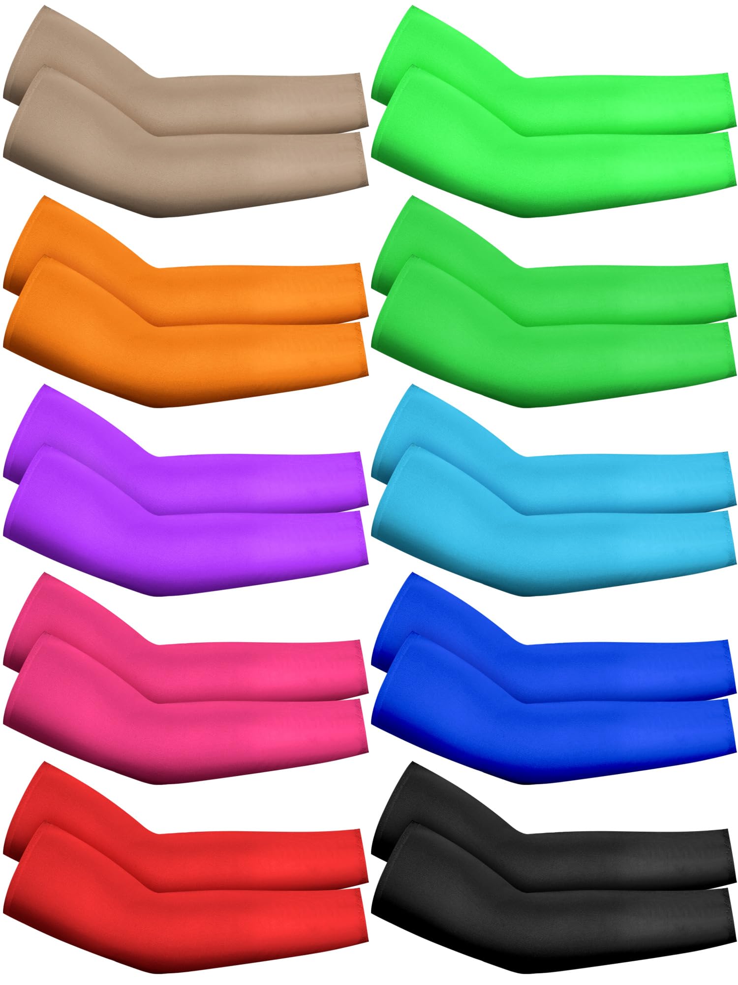 Photo 1 of Geyoga 10 Pairs Kids Arm Sleeves Baseball Arm Sleeves Youth UV Protection Anti-slip Ice Silk Covers(Mixed Colors,?-8 Years)