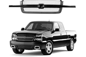 CarPartsDepot Front Grille Grill Black Center Bar With Gray Mesh Insert Compatible With Chevrolet 2003-2006 Silverado 1500 2500 3500 & 2007 Silverado Classic 19168630 GM1200557