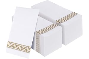 Vplus 200 PACK Guest Towels Disposable Bathroom, Decorative Bathroom Napkins, Soft and Absorbent Disposable Dinner Napkins Cloth Like for Kitchen, Parties, Weddings, Christmas Party（Gold)