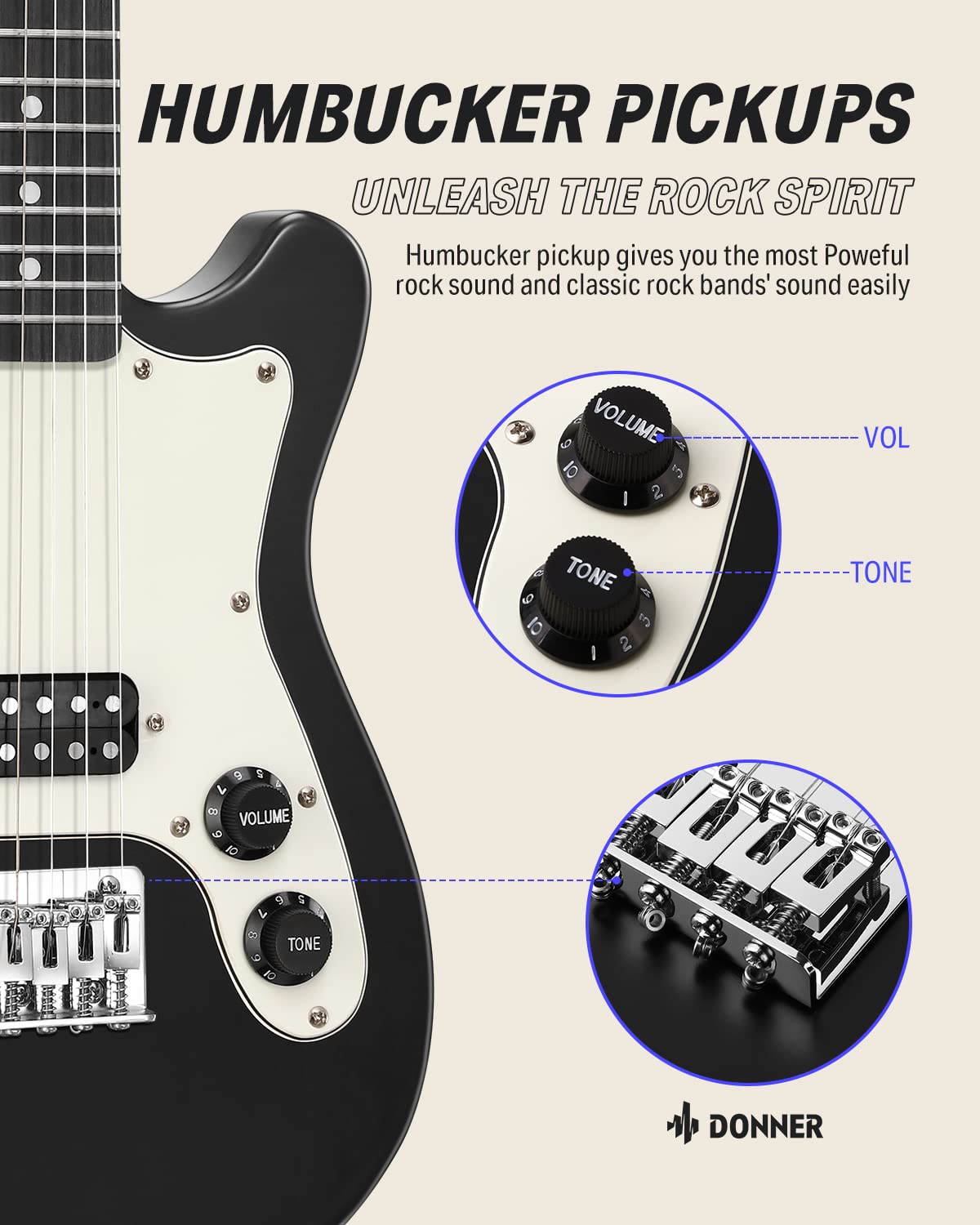 Donner 30 Inch Electric Guitar Beginner Kit for Kids TL Style Mini TC Electric Guitar Junior Starter Package Black with Amp,600D Bag, Tuner, Picks, Cable, Strap and Extra Strings, DTJ-100B