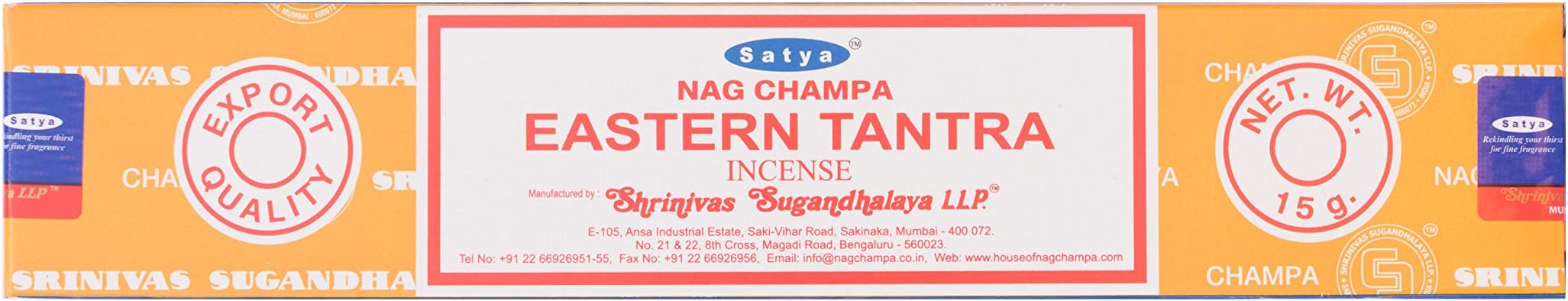 ETHNICITI Satya Nag Champa Genuine Eastern Tantra 15g Incense Sticks 1 Pack (Eastern Tantra)