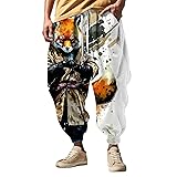 White Linen Blue Striped Pants - Men's Washed
