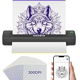 MUNBYN Tattoo Stencil Printer ITP06, 300DPI Wireless Thermal Tattoo Printer with 20 Transfer Papers, Tattoo Printers Compatible with Smartphone &amp; PC for Tattoo Artists &amp; Beginners