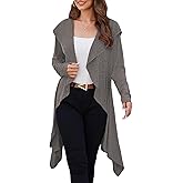 Yekaty Womens Fall Long Cardigan Sweater Open Front Duster Hooded Cardigan with Pockets