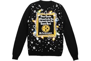FOCO Men's NFL Team Logo Light Up Dear Santa Holiday Ugly Sweater