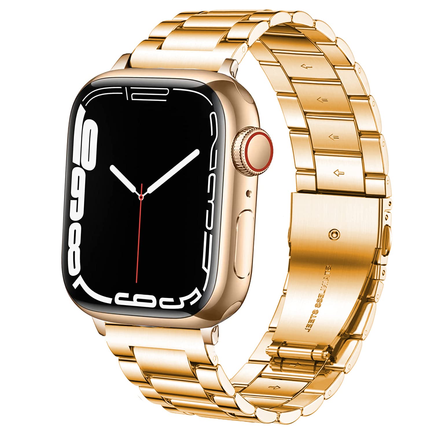 DEALELE Bands Compatible with iWatch 38mm 40mm 41mm, Solid Stainless Steel Metal Strap Replacement for Apple Watch Series 7 / SE / 6 / 5 / 4 / 3 Women Men, Rose gold โ image 1