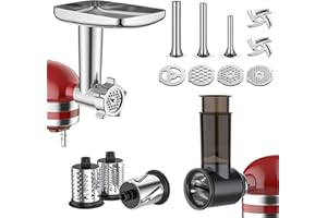 Meat Grinder & Slicer Shredder Attachments for KitchenAid Stand Mixer, Metal Food Grinder and Sausage Stuffer Accessory and Slicer Shredder Set, For Kitchenaid Mixer Attachments by Innomoon