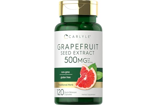 Carlyle Grapefruit Seed Extract | 500 mg 120 Capsules | Maximum Strength | Non-GMO, Gluten Free
