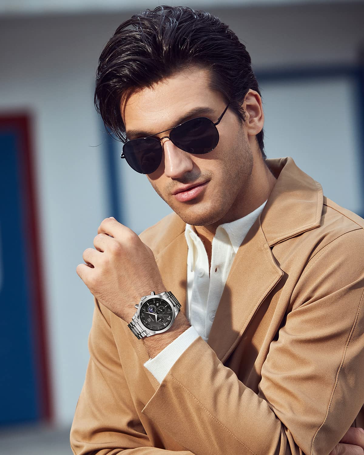 BY BENYAR Herrenuhr Uhren Herren Wasserdicht Herrenuhren Chronograph m?nner Armbanduhr für Herren Eleganz Lederarmband/Edelstahl Quarz Geburtstags/Weihnachts Gold/Silber/Blau/Schwarz