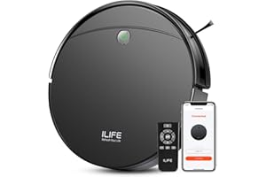 ILIFE V10 Robot Vacuum Cleaner 5000Pa Strong Suction, Gyro Navigation, 500ml Large Dustbin, Self-Charging, Roller Brush for L
