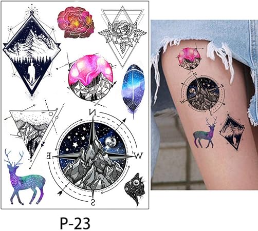 Adgkitb 3pcs Corps Tatouage Flamant Mignon Chat Art Tatouage