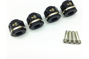 Treal Brass Extended Wheel Hubs Hex Pins Black 4pcs-Set Compatible with TRX-4 RC Car +5mm