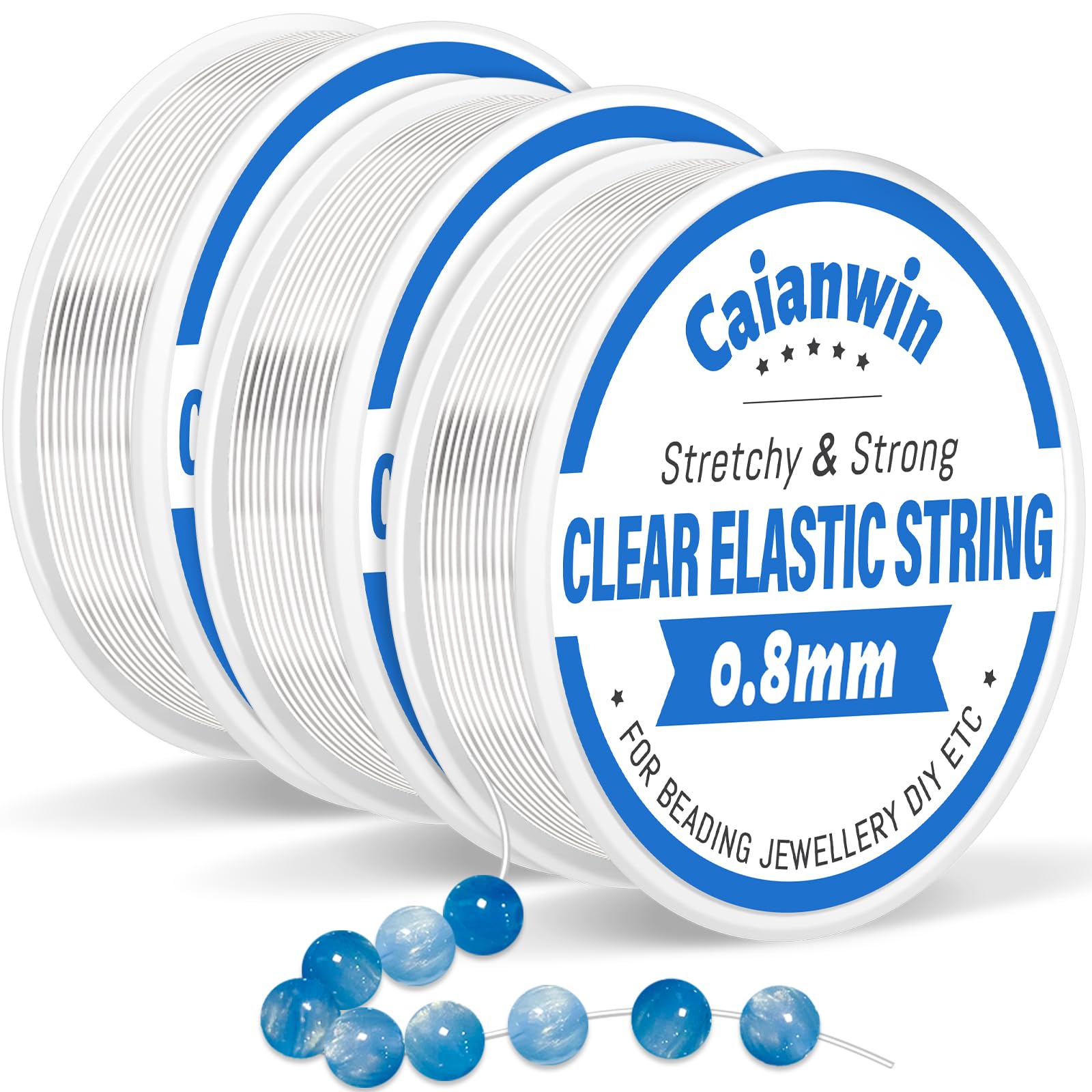 90M/0.8mm Bracelet String Caianwin Clear String Elastic Thread for Jewellery Making Necklace Bracelet Beading Thread & DIY Craft Projects Strings