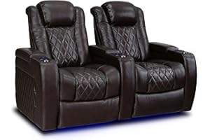 VALENCIA THEATER SEATING Valencia Tuscany Home Theater Seating | Premium Top Grain Italian Nappa 11000 Leather Wall-Hugging Recliner with Power Reclining, Lumbar Support & Headrest (Row of 2,Dark Chocolate)