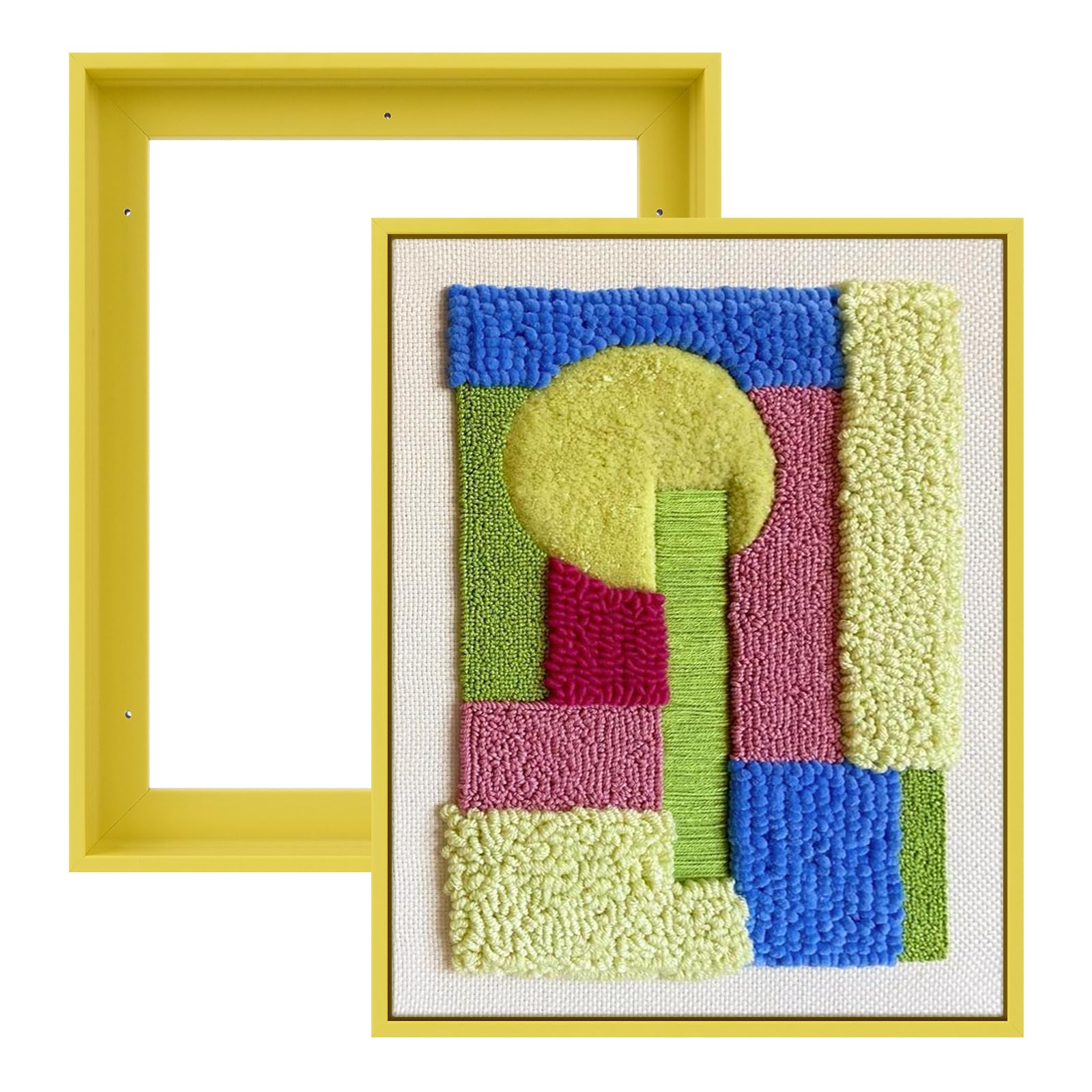 FOLKOR 16x20 Frame for Stretched Canvas Art, 2 Pack Complete Canvas Floater Frames with 0.9" Deep for Oil Diamond Paintings Vintage Prints Artwork, Aesthetic Home Accents Living Room Decor (Yellow) Image