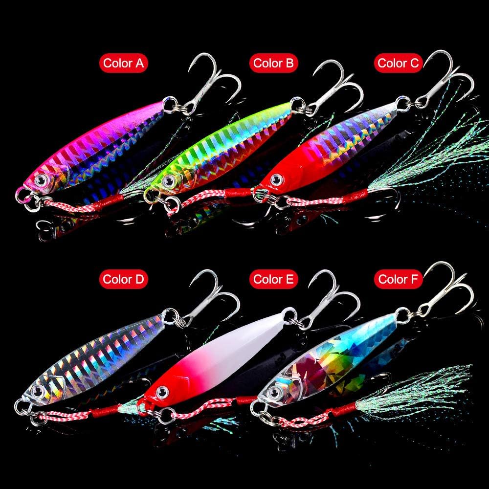 Dyxssm Jigs Fishing Spoons Hard Lures Spinners Jigging Bait 7g 10g 15g 20g 30g (Pack of 6) : Sports & Outdoors