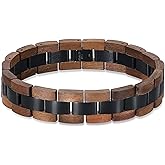 EVE'S ADDICTION Black Men's Wood Chain Bracelet - Gifts for Dad